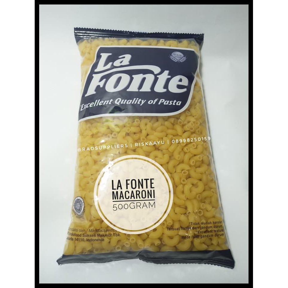 

HOT SALE La Fonte Macaroni 500gram, Spesial Pasta, BEST PRICE! terjamin