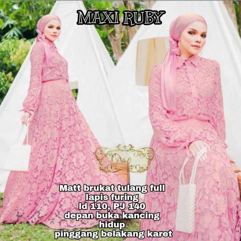 MAXY RUBY, BRUKAT PREMIUM FURING, GAMIS HIJAB MUSLIM, MAXY DRESS