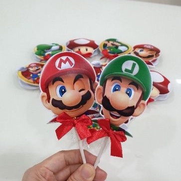 

Mario Bros Super Mario Permen Lolipop Gift Set isi 12pc Custom Gambar