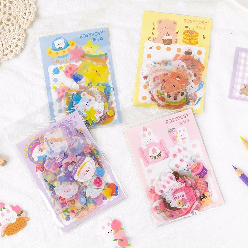 Agustina Stiker Kartun 40Pcs/pack Perekat Diri Alat Tulis Serpihan DIY Scrapbooking