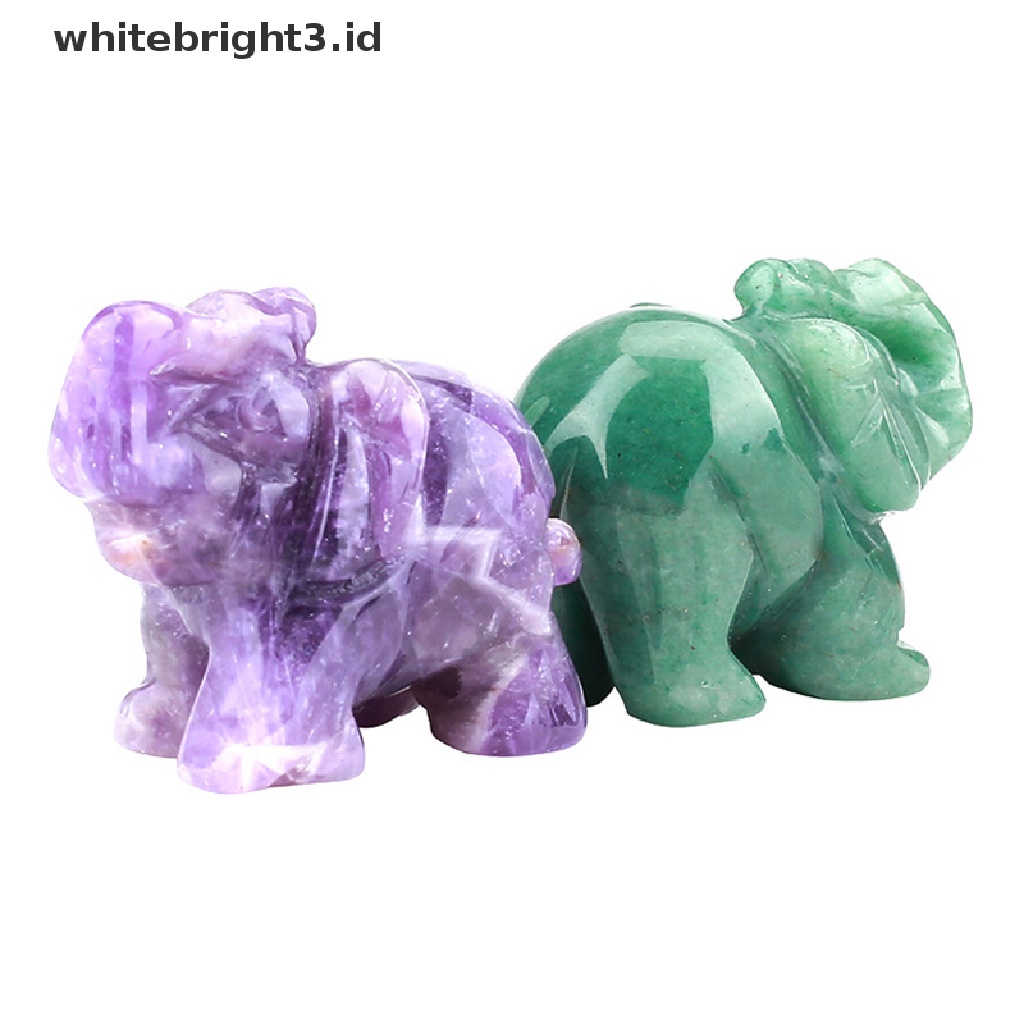 (whitebright3.id) Patung Gajah Bahan Kristal Amethyst Quartz Rose jasper