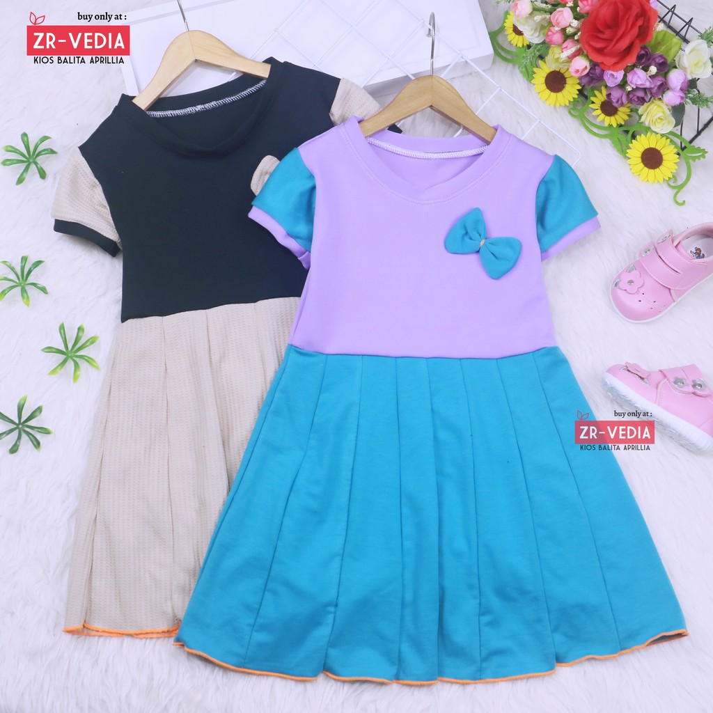 Dress Karin Uk 4-5 Tahun / Baju Anak Perempuan Dres Lengan Murah Gaun Pesta Import Motif Lucu