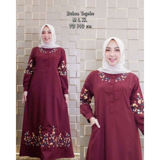 Gamis ridd premium original / Gamis toyobo / Gamis bordir / Gamis terbaru / Gamis dewasa / Baju gami
