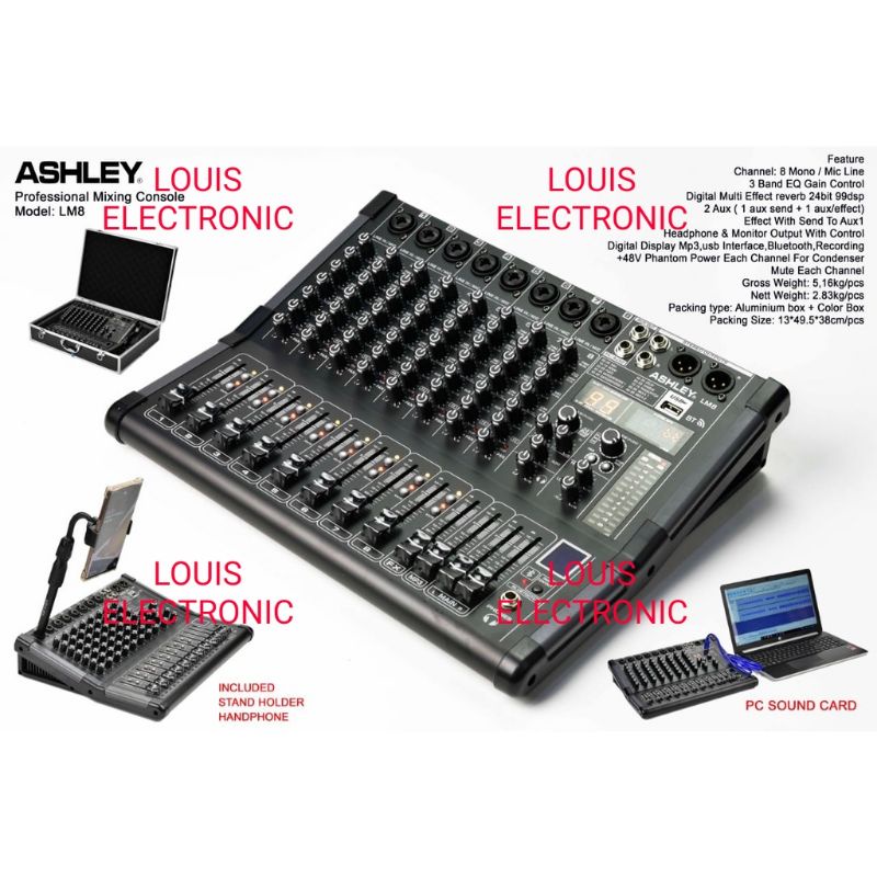 Mixer Audio ASHLEY LM8 LM 8 8 Channel ORIGINAL + HARDCASE