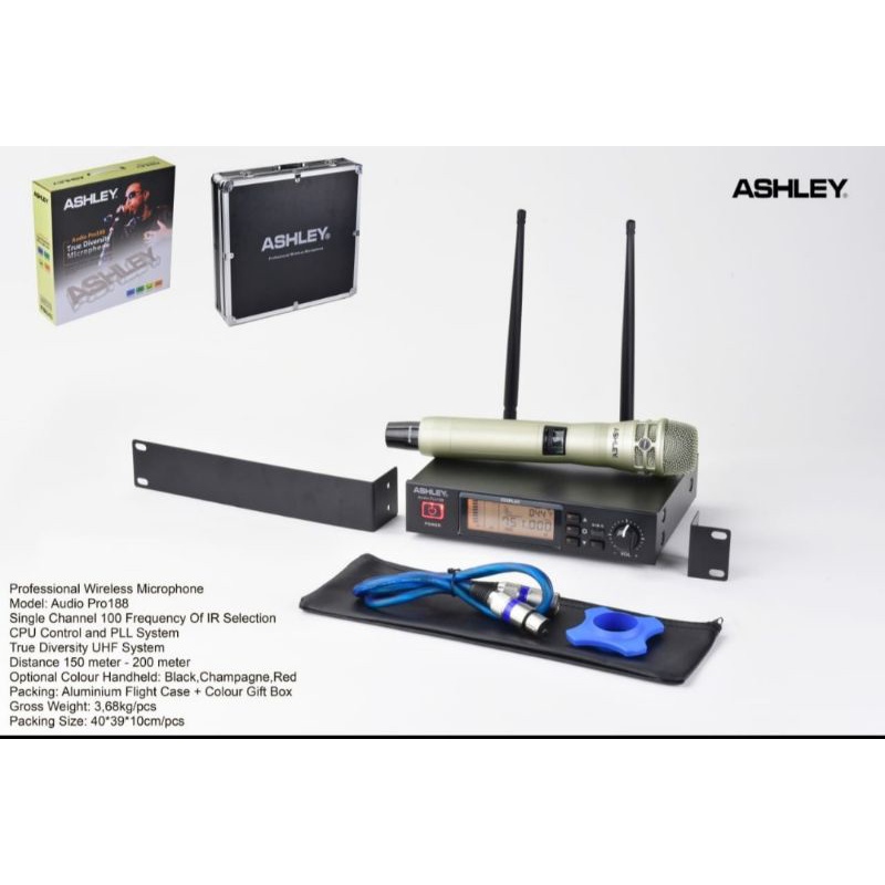Mic Wireless ASHLEY AUDIO PRO188 Werles Wirles Microphone Multi Channel