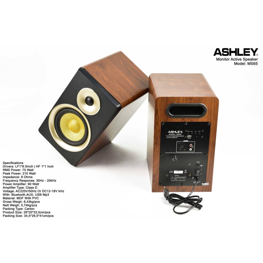 Speaker Monitor Aktif ASHLEY MS65 Original 6.5 inch Ashley MS 65