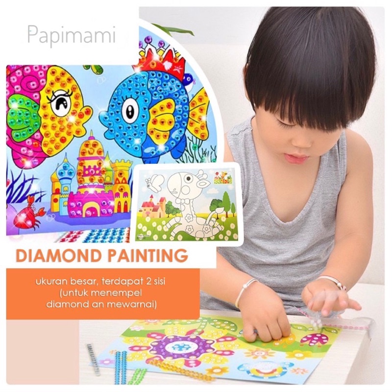 Diamond Painting and Coloring Mainan Anak Mewanai 2 Sisi uk BESAR