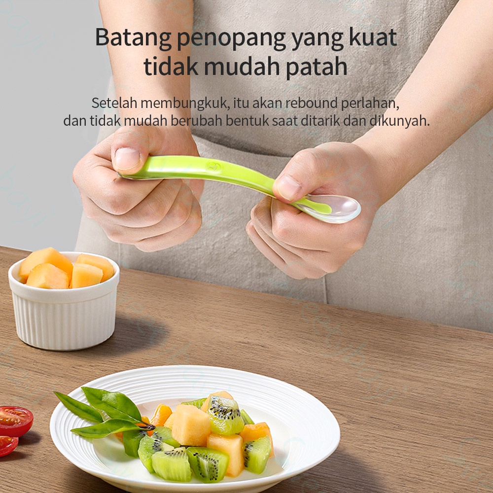 Kyopta Sendok makan bayi bahan silikon lembut peralatan makan bayi BPA free
