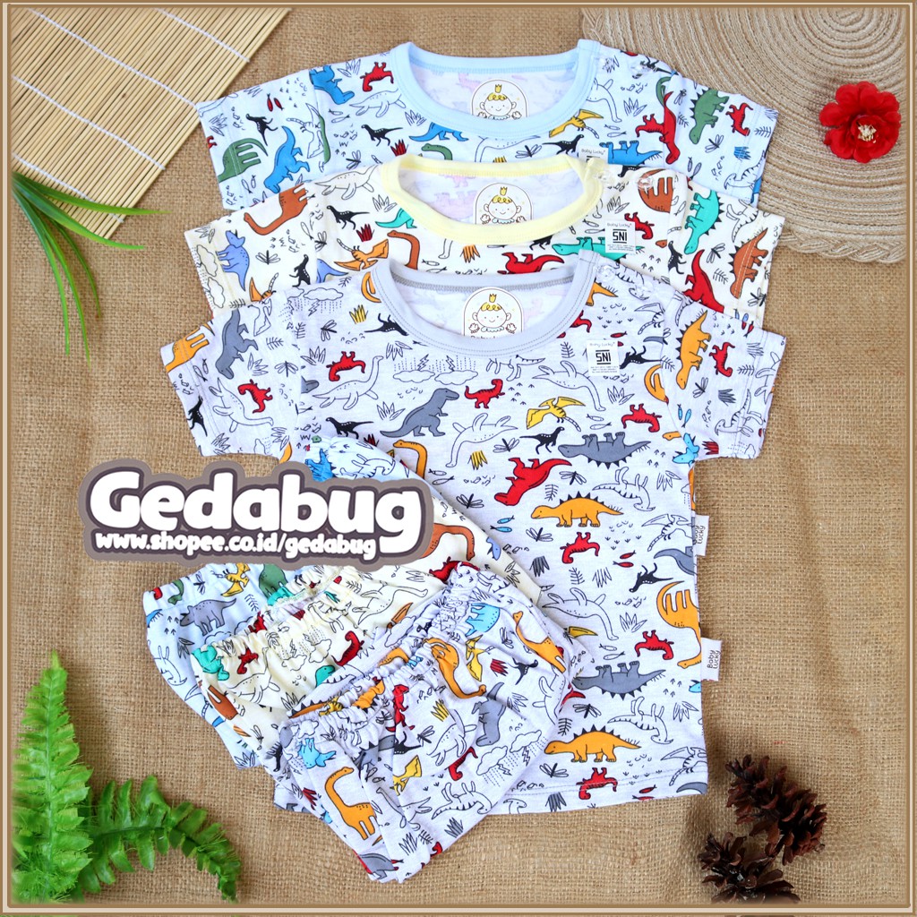 (1 Set) Piyama Bayi Kancing Pundak SNI Setelan Bayi Baby Lucky Setelan Baju + Celana Pendek IX