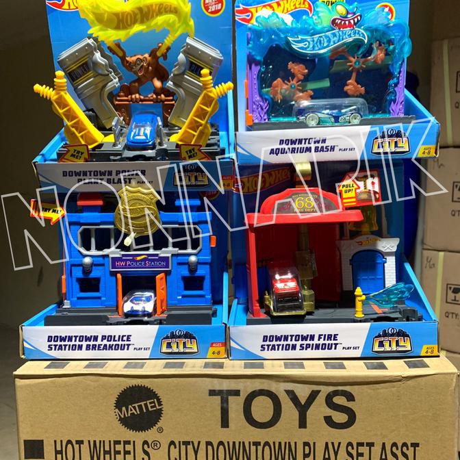 Hotwheels Track City Play Set 4 Pcs - Downtown Series - Termurah 