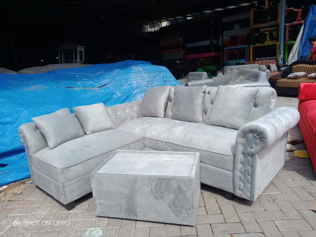 Sofa L Putus Jaguar Kain Boneka + Meja (promo Harga)