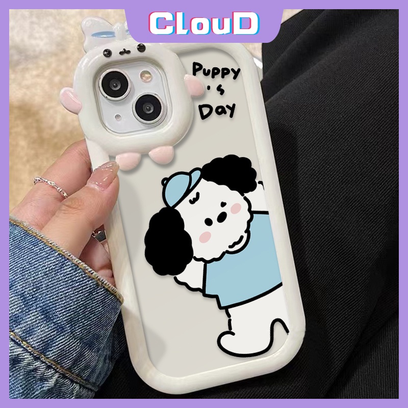 Litter Monster Lens Case OPPO A15 A54 A57 2022 A12 A3s A5s A7 A95 A16K A15s A35 A55 A16 A53 A9 2020 A5 2020 A92 A16s A31 A76 A36 A33 A74 A92 Reno 5 5F Cute Puppy Dog Soft TPU Cover
