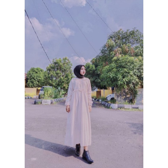 MIDI DRESS WANITA / OLIVE DRESS / MIDI DRESS KATUN / DRESS MIDI KOREA