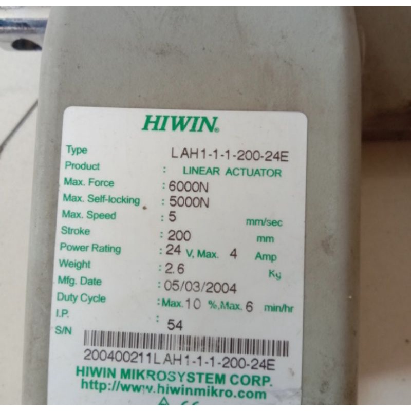 Dc Motor Linier Actuator 24V Stroke 200Mm