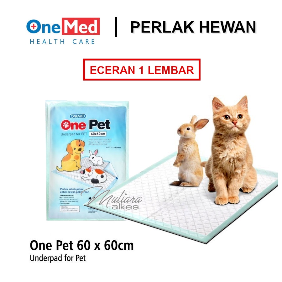 ECERAN 1 Lembar - Onepet Underpad Onemed / Perlak Alas Popok Hewan 60x60