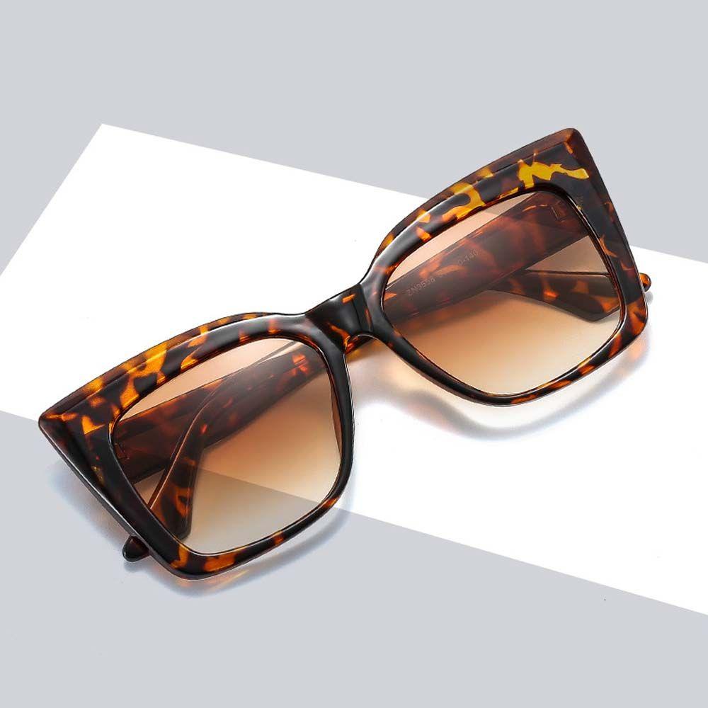 Mxbeauty Kacamata Hitam Mata Kucing Elegan Vintage Bingkai Besar Motif Leopard Hitam Kacamata Matahari Gaya Korea Sunglasses