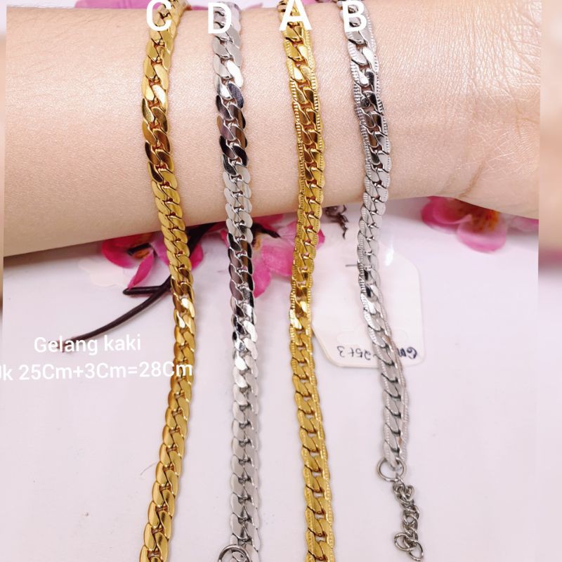 gelang rantai sisik ukir titanium anti karat tersedia tangan 20Cm&amp;kaki 28Cm