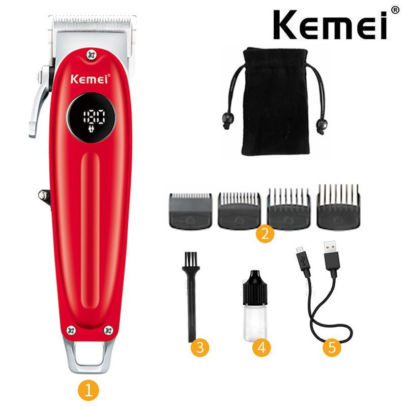 Kemei KM-1955 Metal Body Professional LCD Hair Trimmer for Men