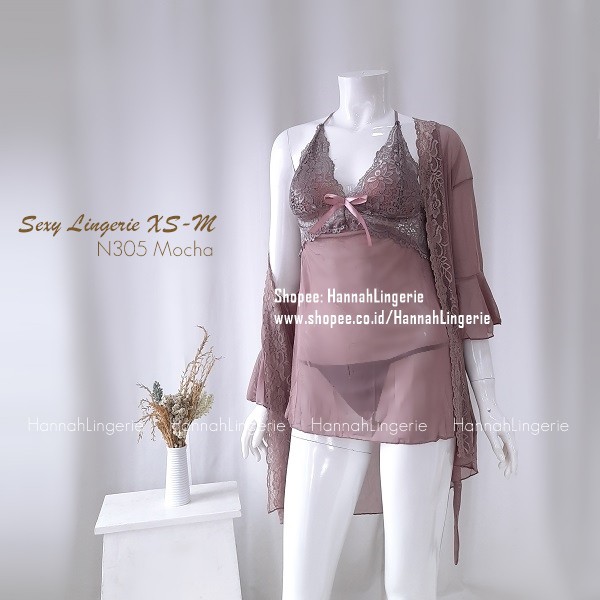 XS-M Lingerie Sets Original Baju Tidur Transparan Sexy Lingerie Wanita  Malam Pertama Lingering N305