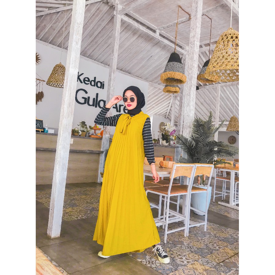 GAMIS PLISKET 704 MAXY DRESS PLISKET PRISKET PLEATED DRESS PLISKET MAYUNG FLOWY TANPA LENGAN