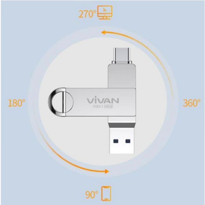 Flashdisk OTG VIVAN VOC164 64GB Untuk Semua Hp Original Garansi Resmi