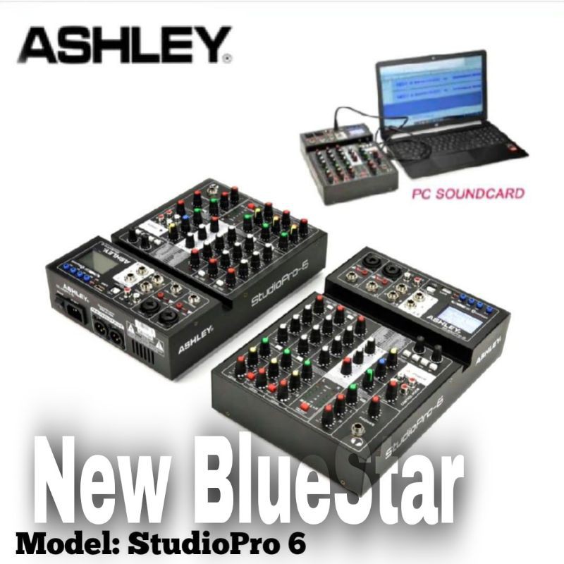Mixer Audio Ashley StudioPro 6 Original 6 Channel Bluetooth - With Soundcard