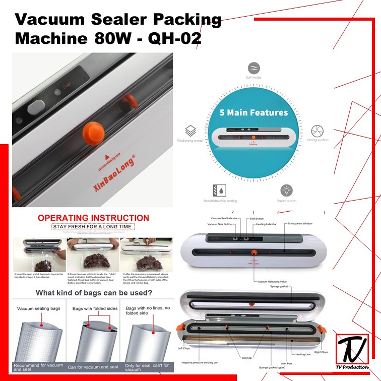 Vacuum Sealer Pompa Vacuum Sealer Mesin Alat Vacuum Makanan Food Packing Machine 80W