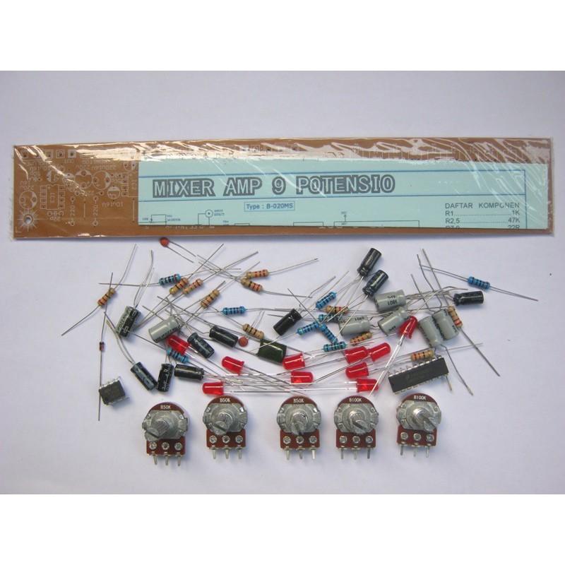 DIY PCB dan Komponen Mixer 9 Potensio B-020MS