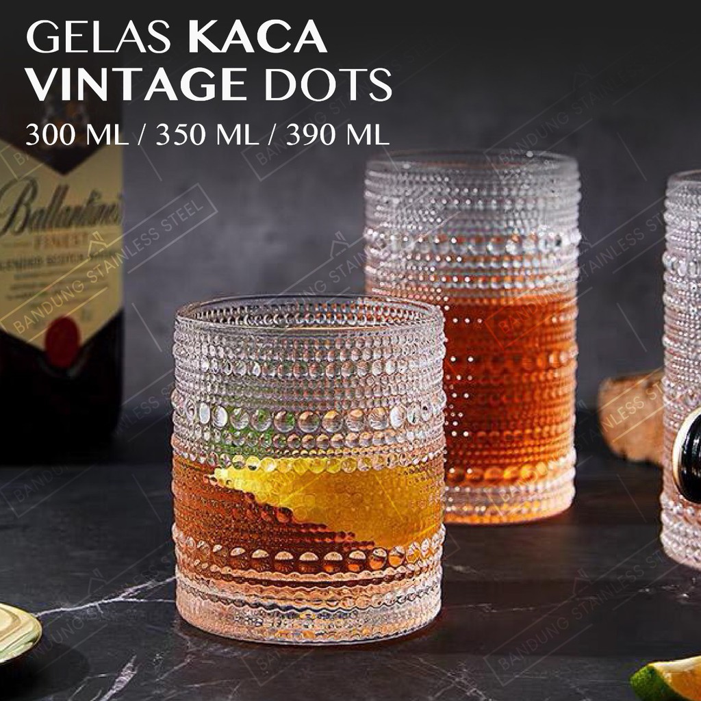 Vintage Retro Gelas Kaca Kristal Gelas Estetik Aesthetic Cantik Unik Drinking Glass motif timbul