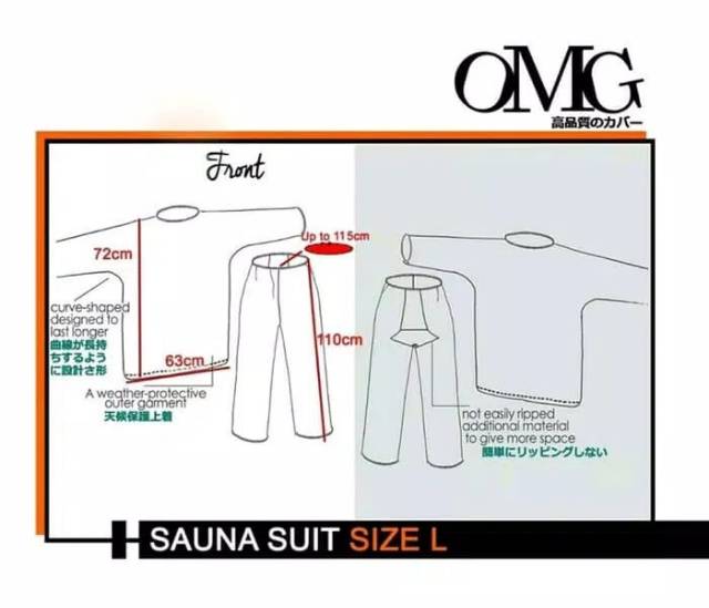 OMG Sauna Suit Kualitas Bagus / Baju Sauna / Jaket Celana Sauna Pembakar Lemak / Pakaian  Olahraga Pria Wanita Best Quality