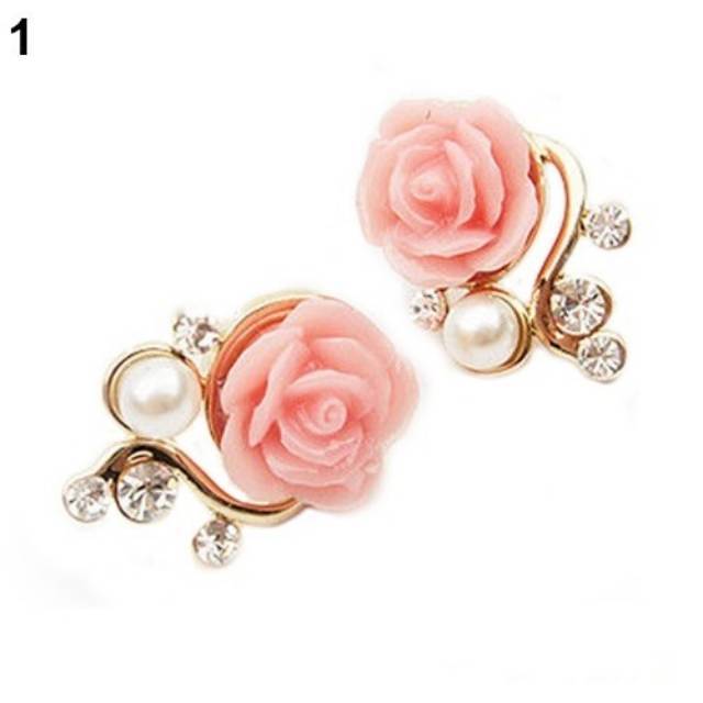 ANTING STYLE KOREA  ANTING CANTIK WANITA ANTING BUNGA MAWAR REAL PICTURE ANTING MURAH UNIK ORIGINAL