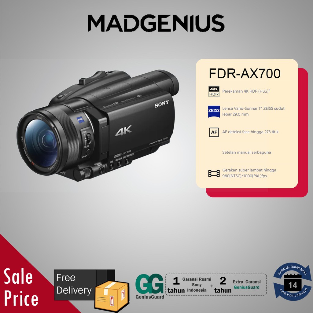 SONY Camcorder HDR 4K FDR-AX700 / Handycam Sony FDR-AX700 / FDR AX700 / FDRAX700 - Hitam