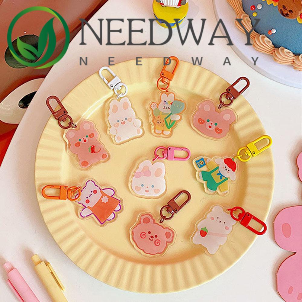 Needway  Party Bear Keychains Kawaii Keyring Key Rings Gift Portable Little Bear Cute Pendant Rabbit Keyfob