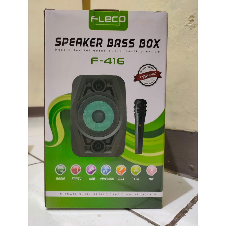 Speaker Bluetooth Murah Fleco 416/417 Terbaru Gratis Microphone Karaoke Super Bass /Speaker Aktif