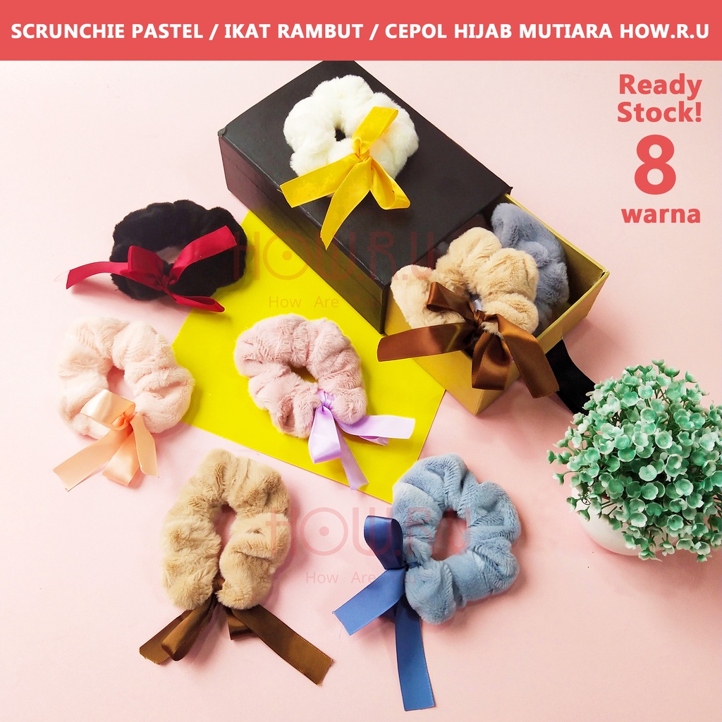 HOW.R.U | Scrunchie untuk Cepol Hijab / Ikat Rambut Bulu Pita 1011