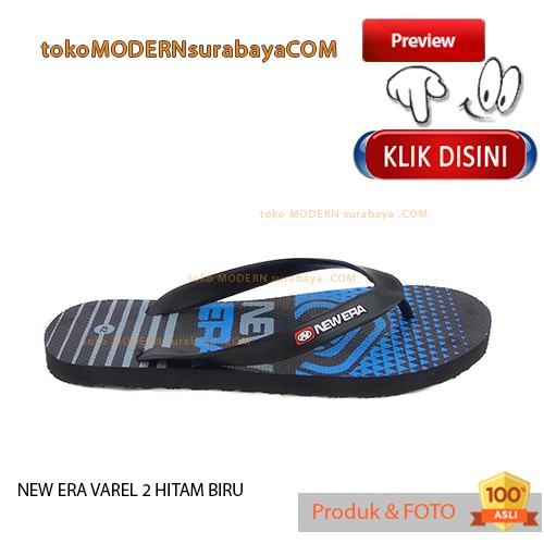 Sandal Pria jepit NEW ERA VAREL 2 HITAM BIRU Casual Karet Flip Flop