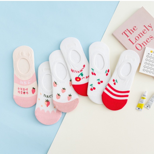 ⭐️𝐈𝐇𝐒 𝟑𝟏𝟒⭐️Kaos Kaki Pendek Invisible Socks Motif Buah Kaos Kaki Setumit Bawah Kaki Mata Fashion Japan-2