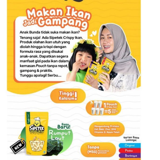 Crispy Ikan Sipetek Tinggi Kalsium 50gr / Lauk Makan Praktis Sipetek 30gr-3