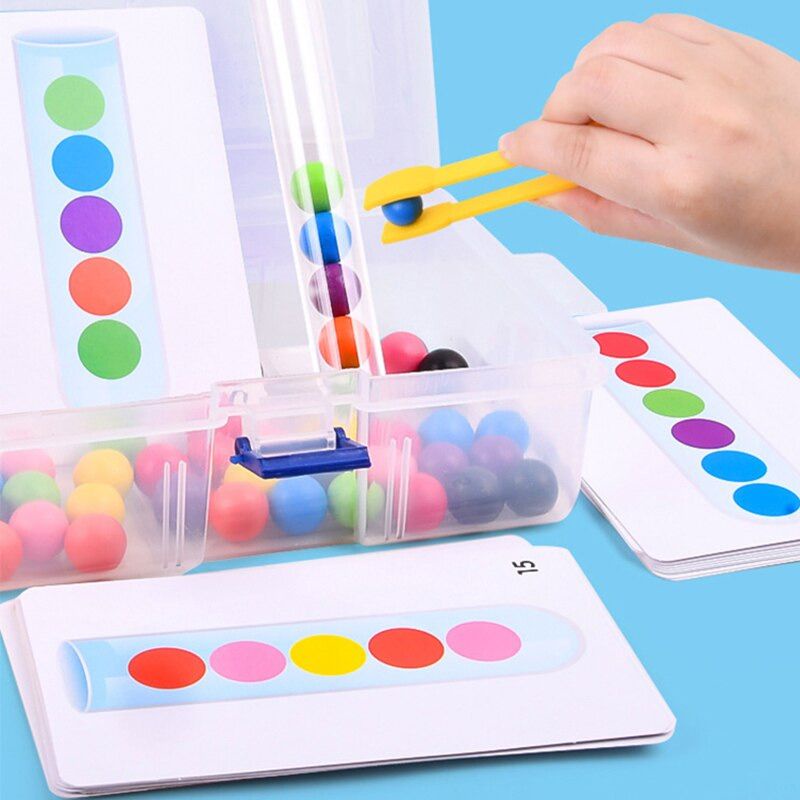 Preschool Toy Mainan Edukasi Sensori Motorik Anak Montessori Bahan Kayu Sorting Colorful Beads Wooden Tube Children Toy Mainan Manik Bola Warna Warni Asah Otak Brain Games Kado Ulang Tahun Ultah Anak Balita Paud TK Kindergarten