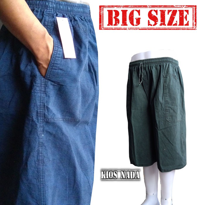  Big  Size  Celana  Pendek  Kolor Kargo Polosan Soft Jean Jumbo 