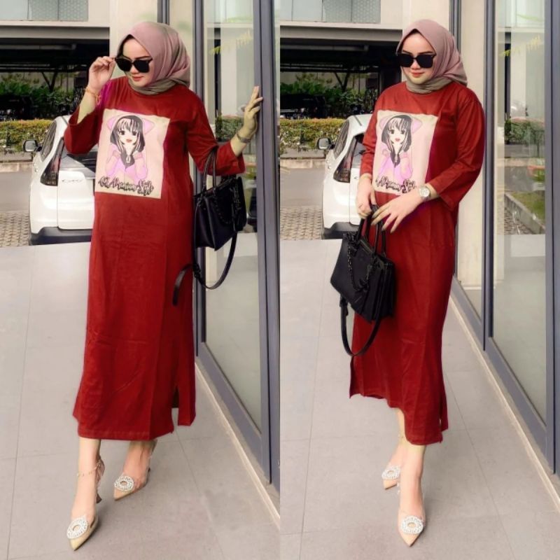 LONG DRESS ATIKA, BABYTERRY, LONG DRESS SETELAN, 2 UKURAN