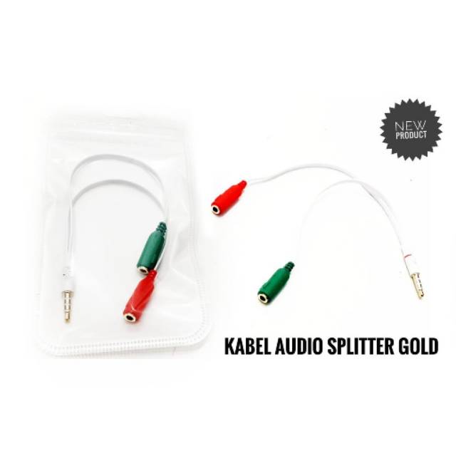 Kabel Audio Splitter Jack 3.5mm male to dual female 2in1 Mic dan Audio