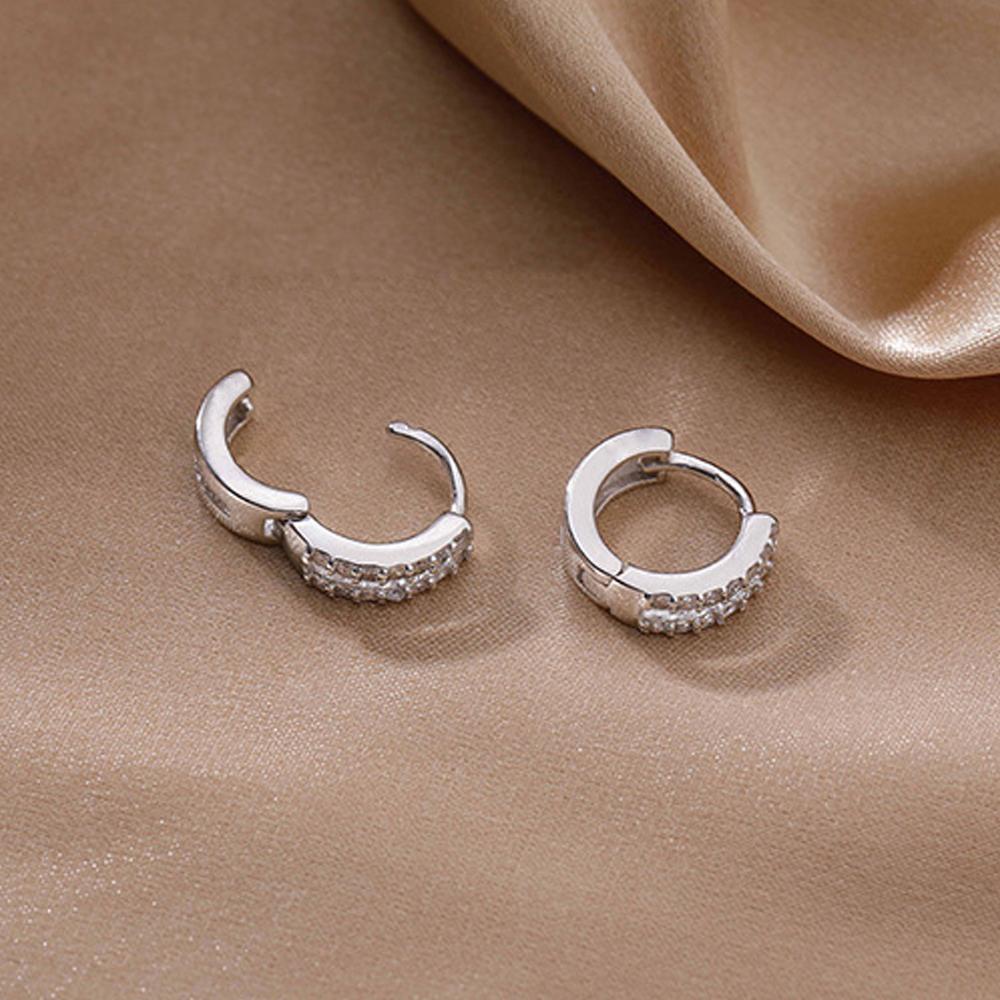 NEEDWAY Needway Anting Hoop Fashion Perhiasan Temperamen Wanita Geometris Berlian Imitasi Tembaga Square