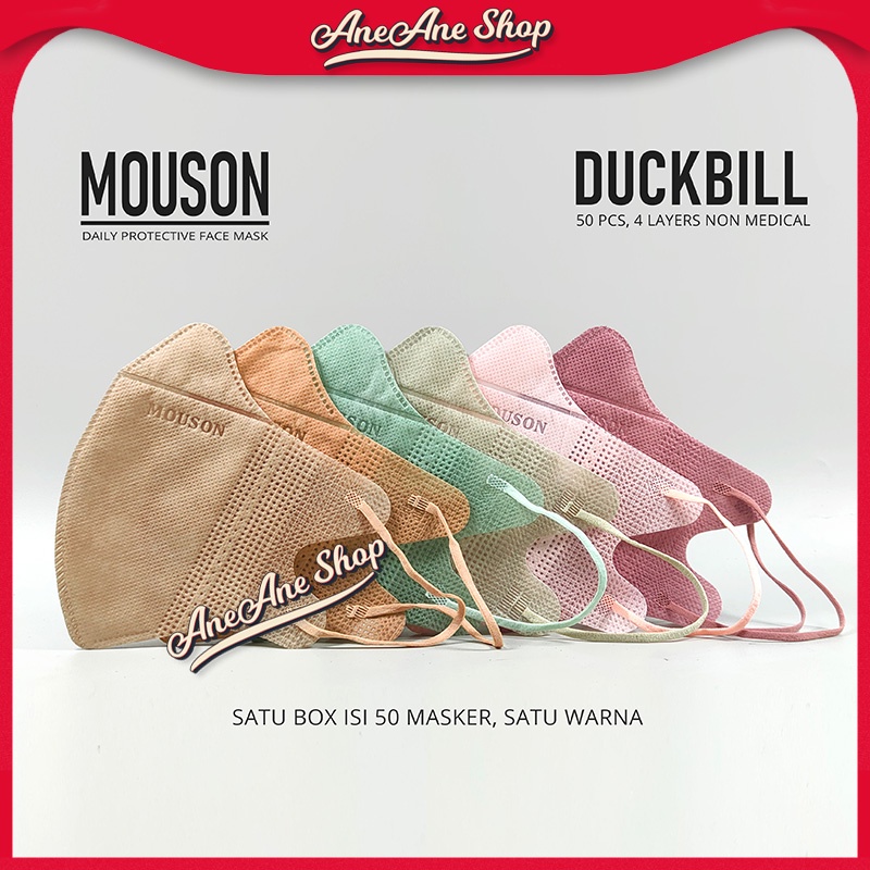 Masker Mouson Duckbill Garis Embos 4ply Isi 50 Masker Non Medis Sekali Pakai 4 Ply Embos Mouson