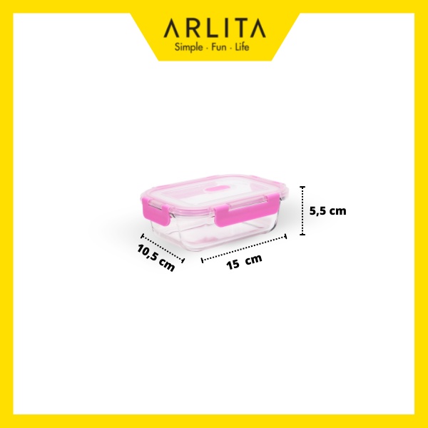 ARLITA ROSE SET - RECTANGLE - GLASS CONTAINER SET ISI 3