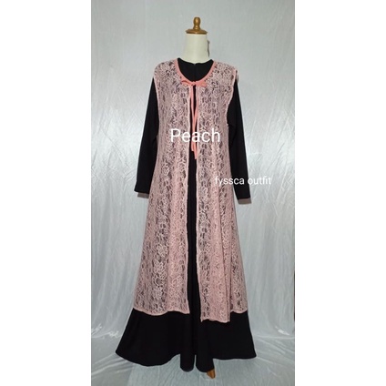 outer brukat / outer brukat kondangan panjang tanpa lengan / cardigan brokat panjang by fyssca