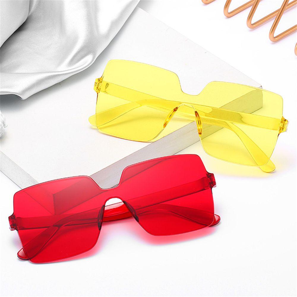 R-flower Square Sunglasses Party Favor Warna Permen Transparan Tanpa Bingkai