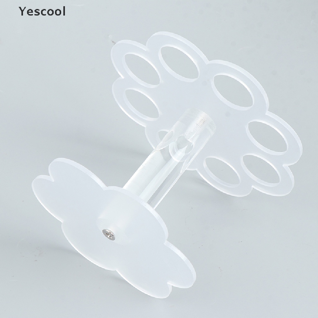 Yescool 1pc Stand Holder Cone Es Krim 8 Lubang Bahan Akrilik Transparan