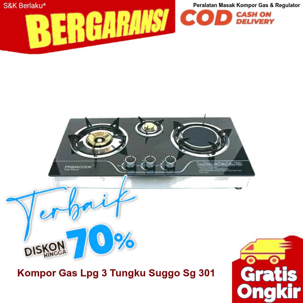 SUGGO Kompor Gas Tanam 3 Tungku SG 301 Infra Red