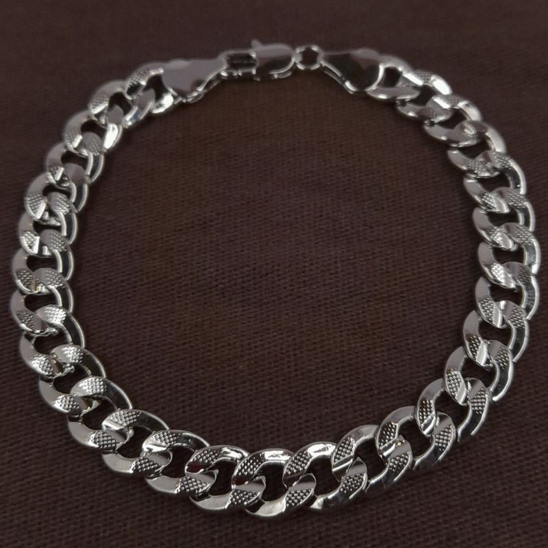 gelang sisik naga polos lapis rhodium